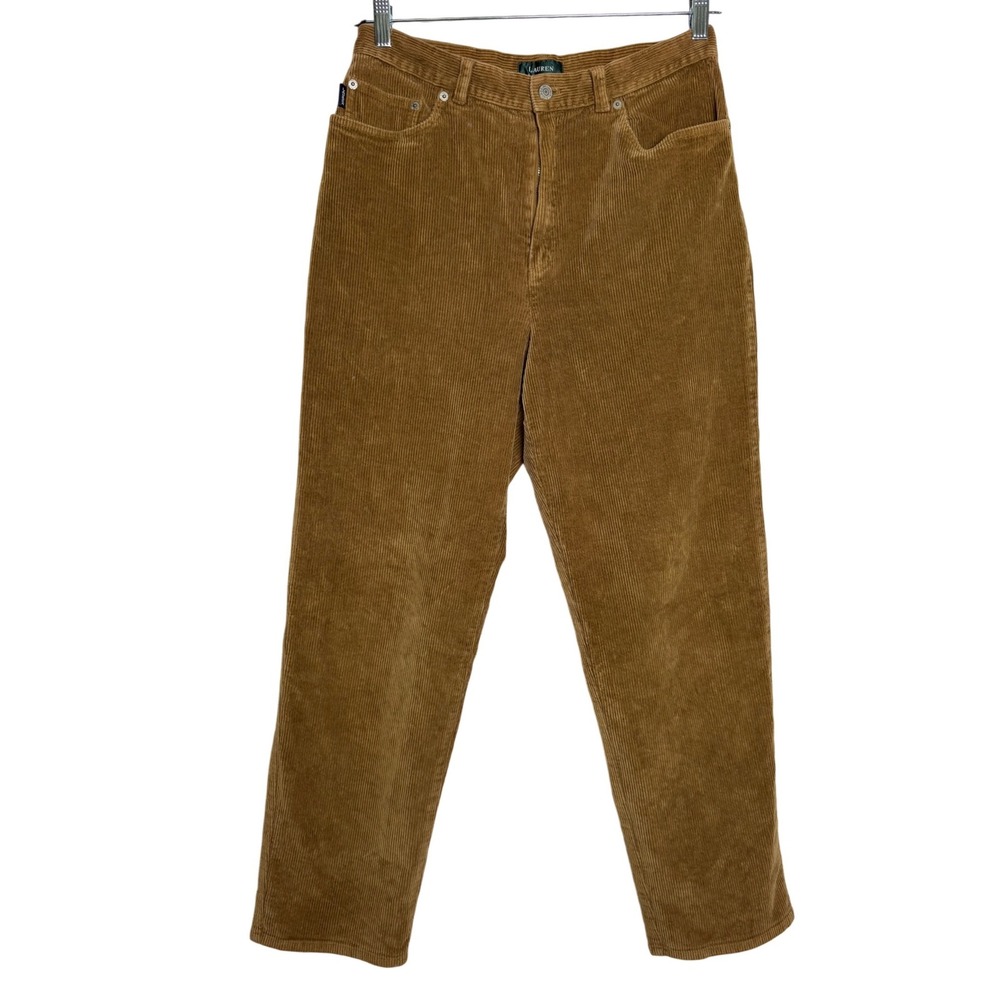 Lauren Ralph Lauren Corduroy Pants‎ Womens 12 Straight Leg Brown High Rise EUC
